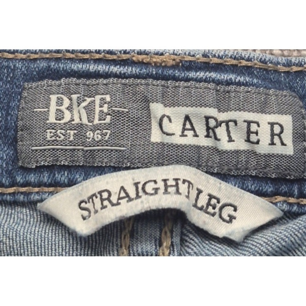 BKE Carter straight leg women denim blue jeans sz 31L Cotton stretch medium wash - Picture 9 of 15
